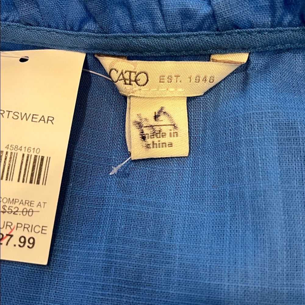 Cato Blue White Embroidered Top - Picture 7 of 10